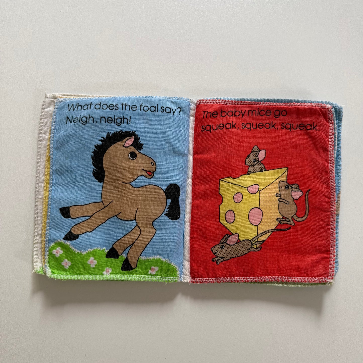 Vintage 1986 random house soft toy toddler book. One page has pen mark