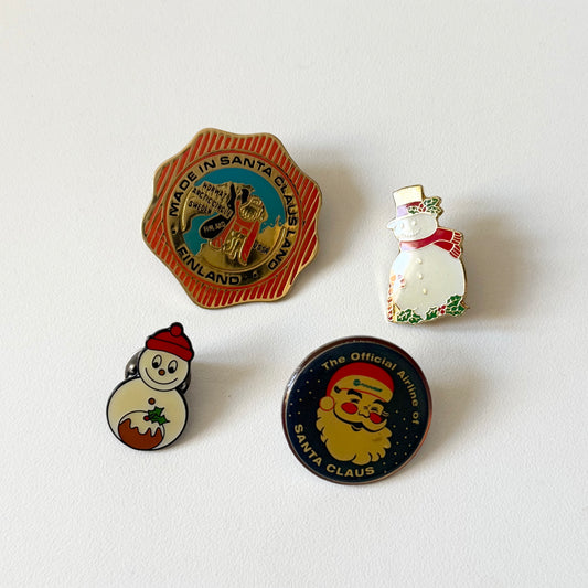 Vintage Christmas badge pins