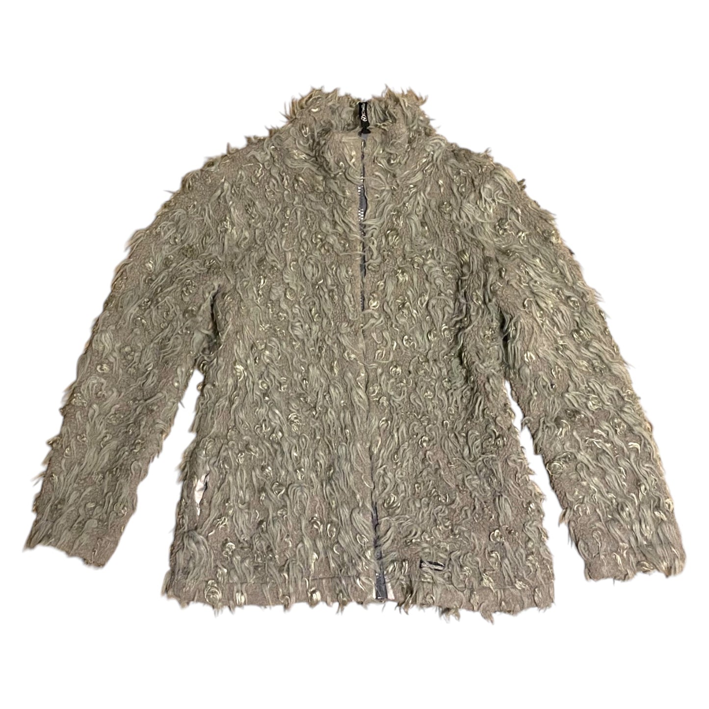 Vintage y2k shaggy V Dolls fleece jacket  in pale blue/ grey. Size approx 10