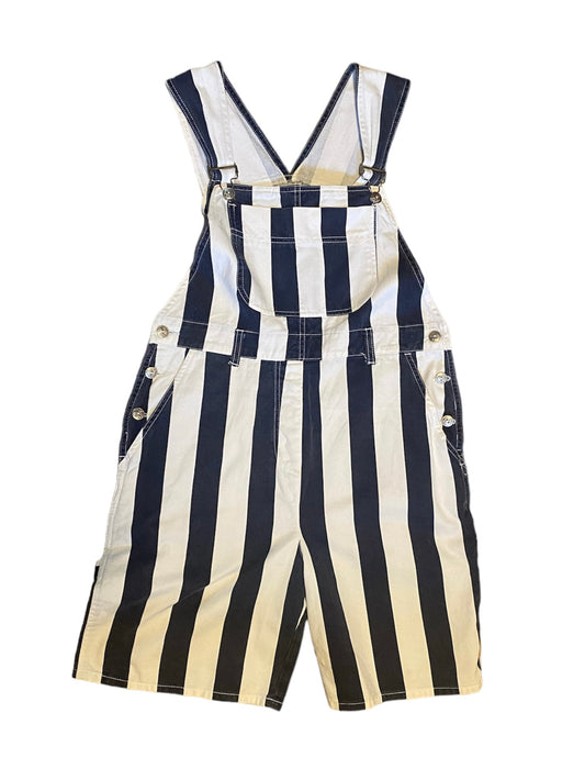 Vintage Dorothy Perkins navy blue & white striped dungarees / shortalls size 10