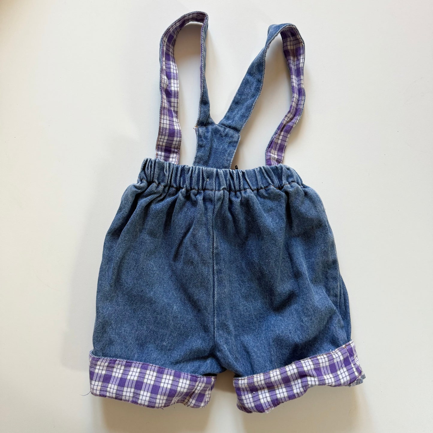 Vintage tiny folk brace dungarees with bum bag pouch. 12-18 months