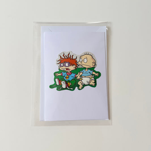 Recycled & homemade vintage card - Rugrats