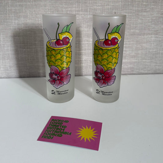 Vintage rum punch frosted long stem glasses