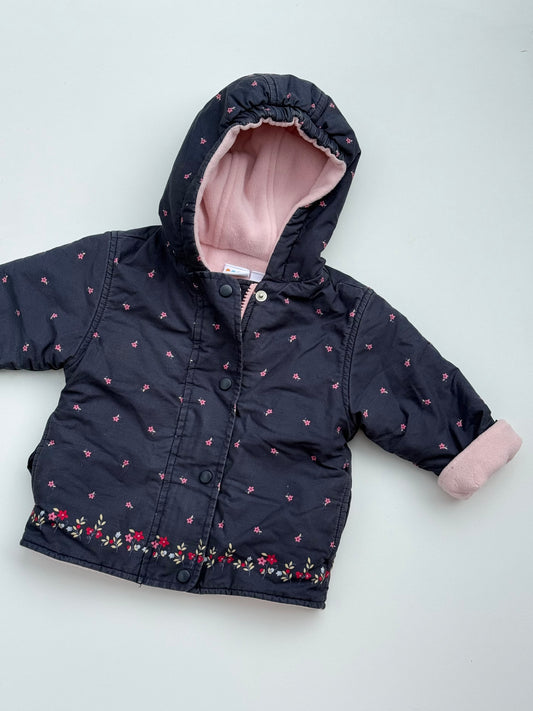 Vintage fleece lined navy blue coat. Size 6-12 months