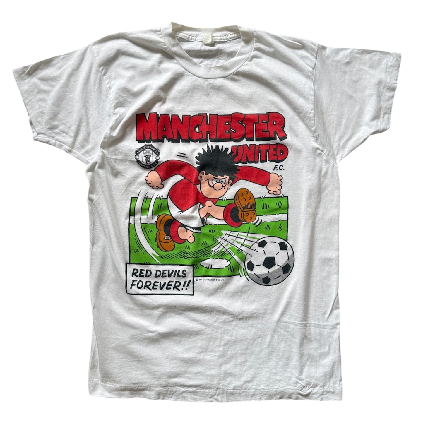 Vintage 1991 Manchester United Dennis the menace tee - size approx M men’s/ unisex.