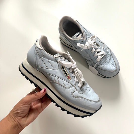 Vintage pale blue Reebok platform trainers. Size 3.5