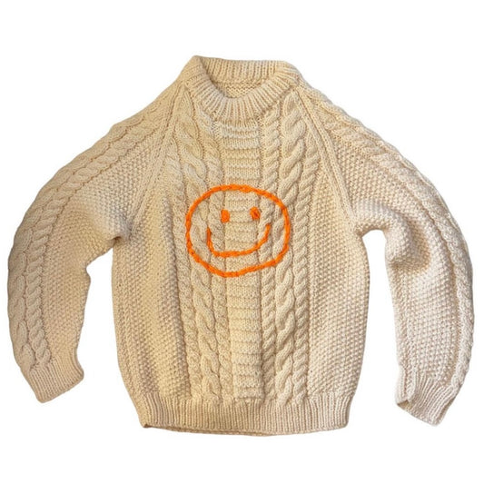 Vintage knitted jumper with embroidered smiley 10 years