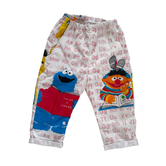 Handmade vintage cotton Sesame Street trousers. Size 9-12 months