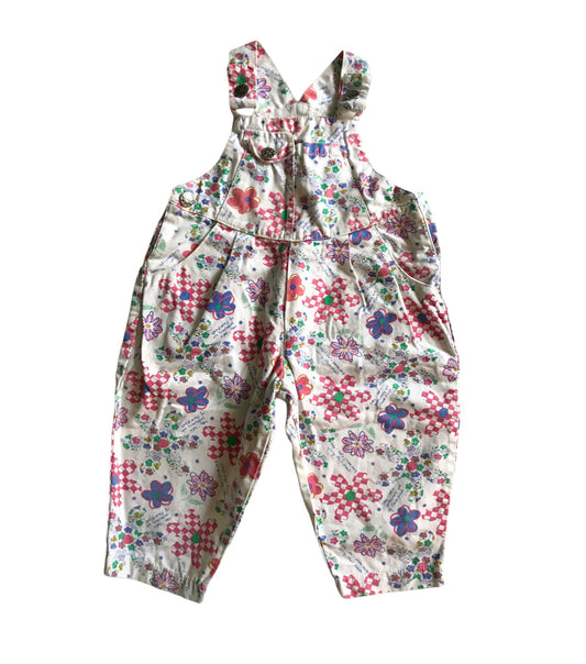 Vintage floral dungarees / overalls. (9-12 months) Button missing on right side but I can add one before sending!