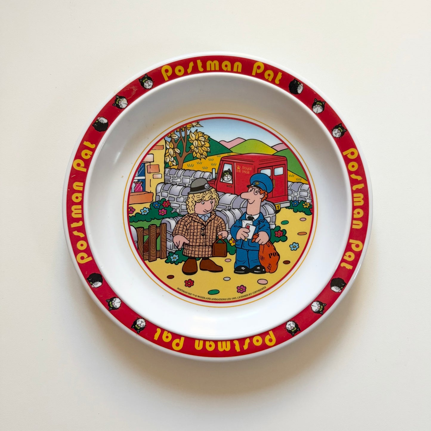Vintage 1995 melamine postman pat plate
