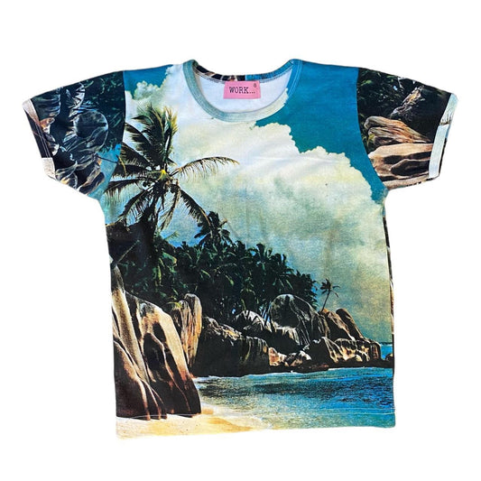 Tropical palm tree printed tshirt 

Size 6-8