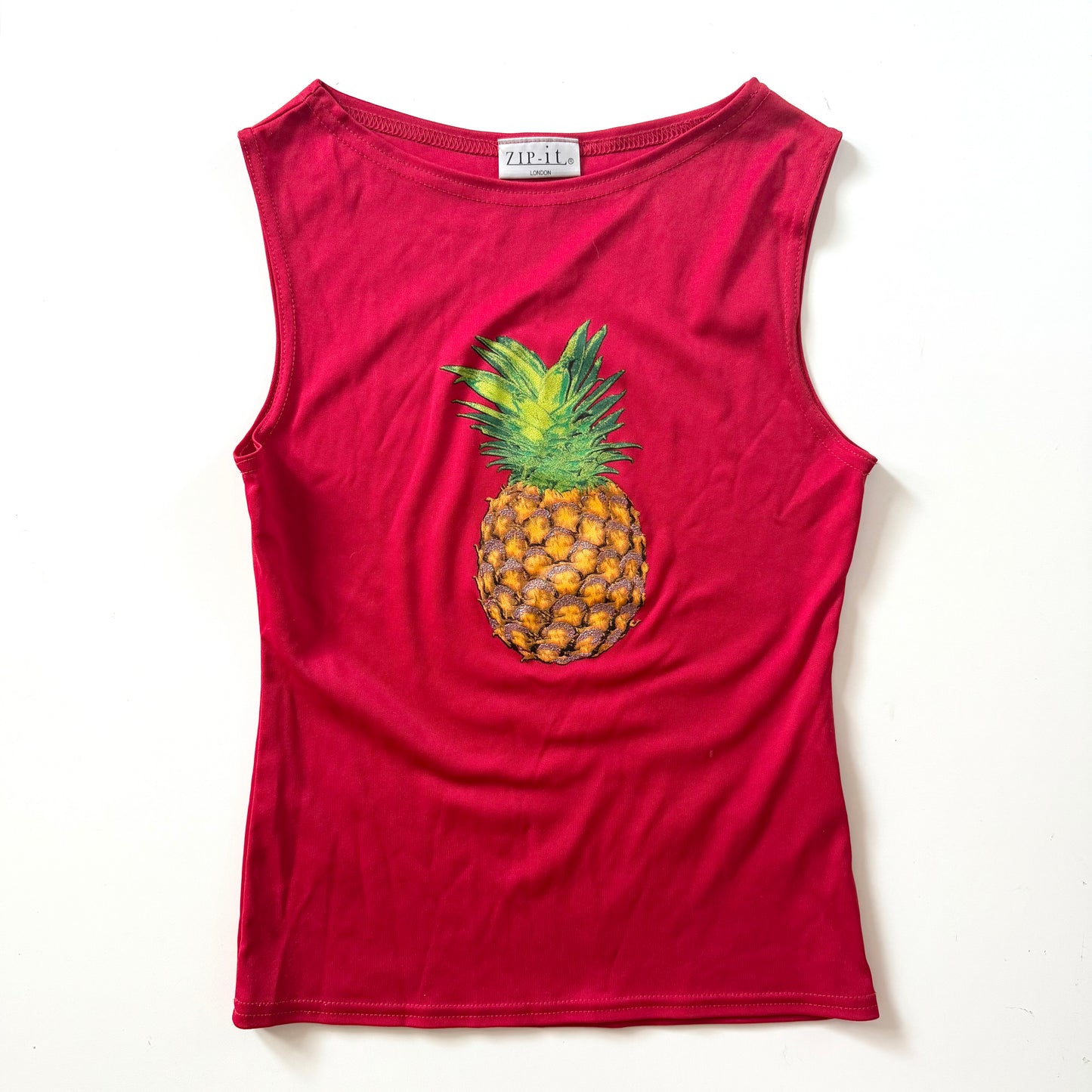 Vintage ‘zip it’ Y2K pineapple tank top. Size 8