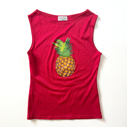 Vintage ‘zip it’ Y2K pineapple tank top. Size 8