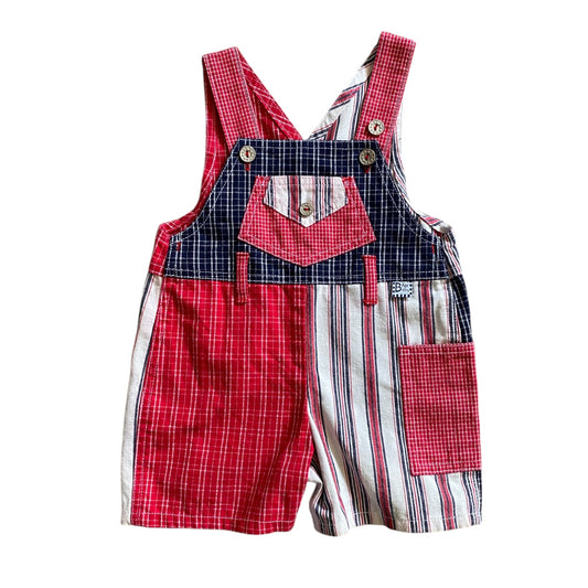 Vintage 80s striped shortall dungaree. Size 3-6 months
