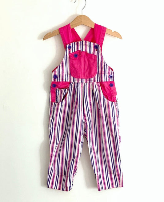 Pink striped 80s vintage overalls 12 months