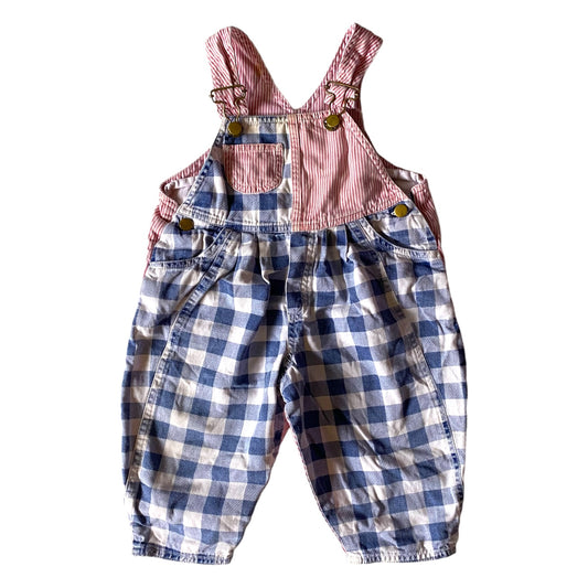 Vintage boots gingham dungarees 6-12 months