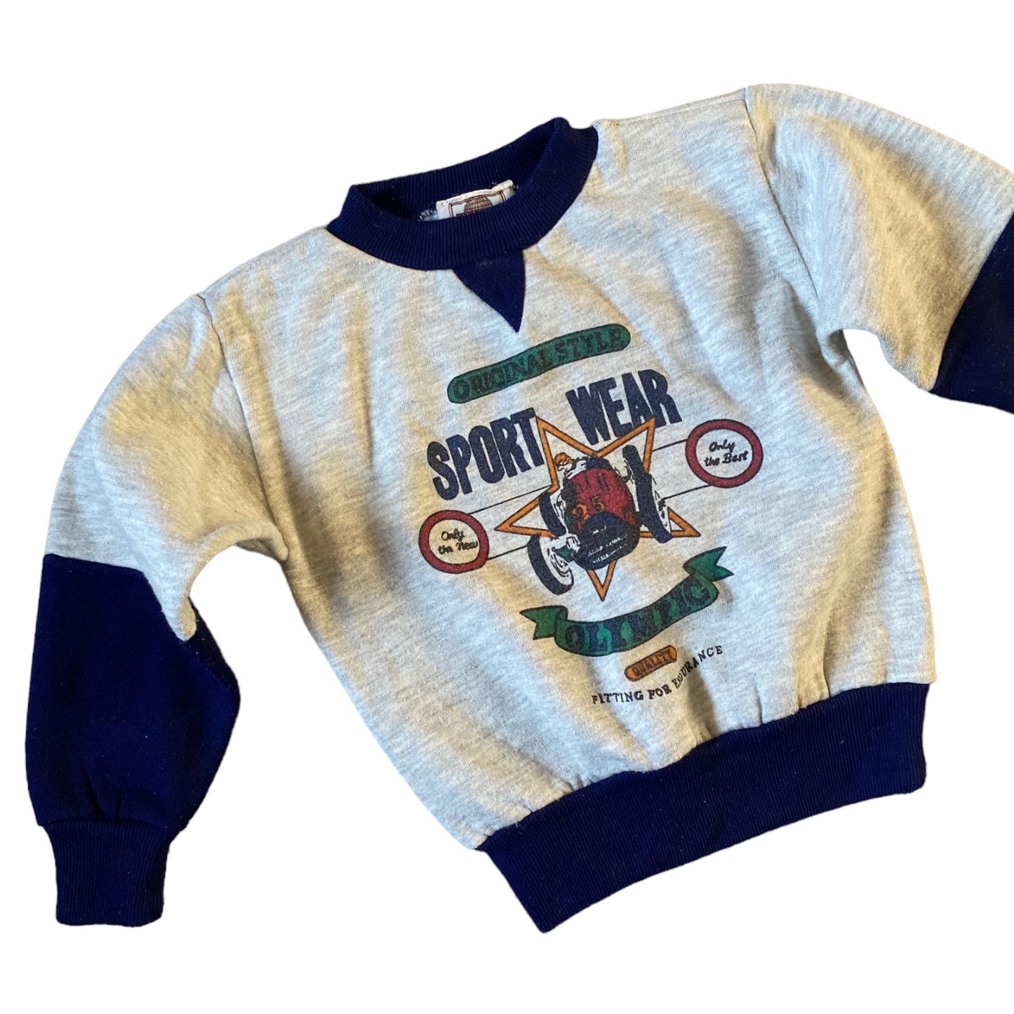 Vintage sports sweatshirt in grey & navy age 2 years