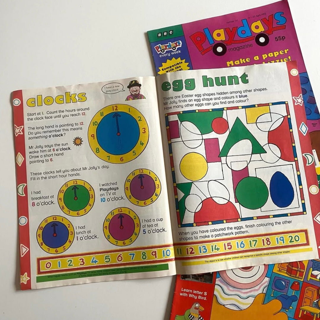 Set of 3 vintage 1993 Playdays magazines. Great vintage condition no drawings.