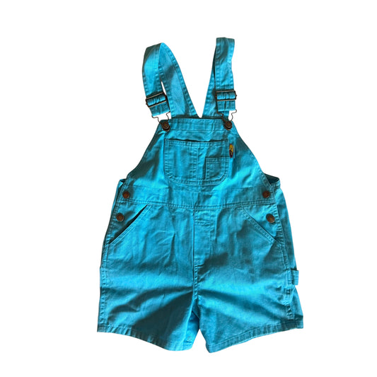 Vintage turquoise blue shortalls. Size 2 years