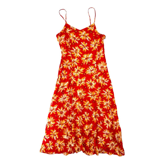 Vintage 90s ‘carmelle’ summery orange floral dress. Size 12-14
