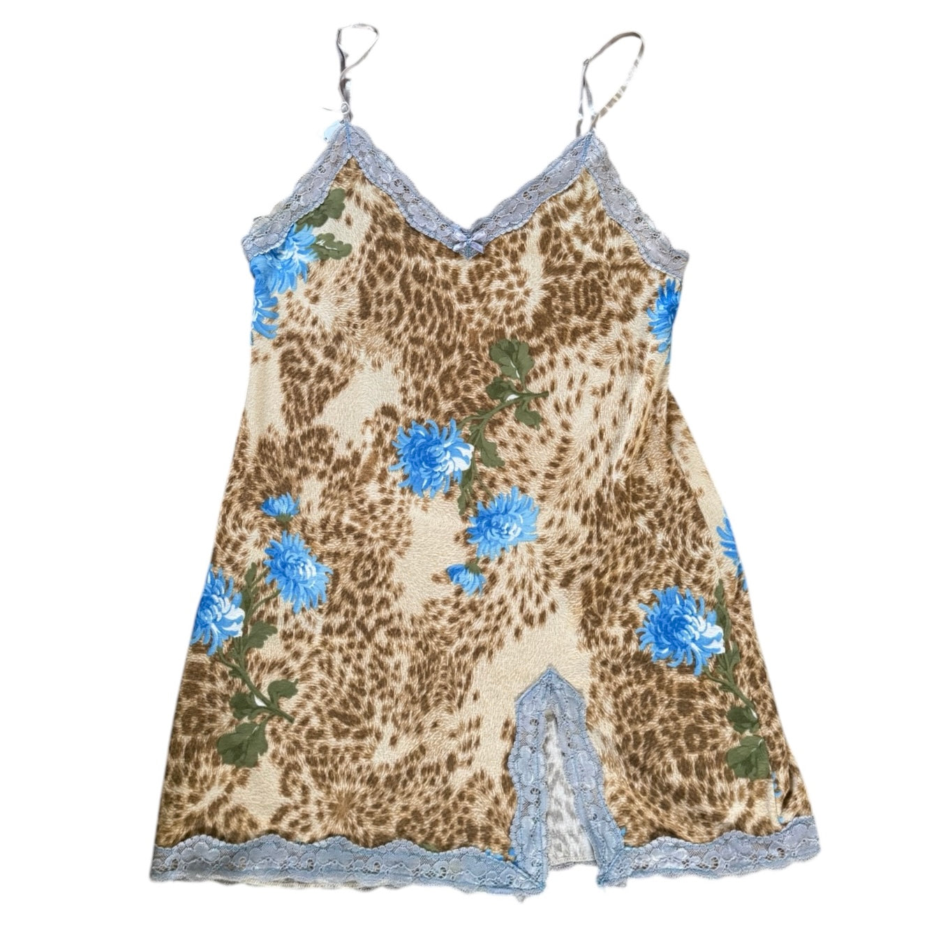 Vintage Y2K leopard print & flower print slip dress. UK 10-12