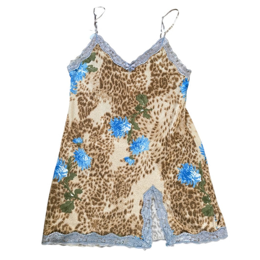 Vintage Y2K leopard print & flower print slip dress. UK 10-12