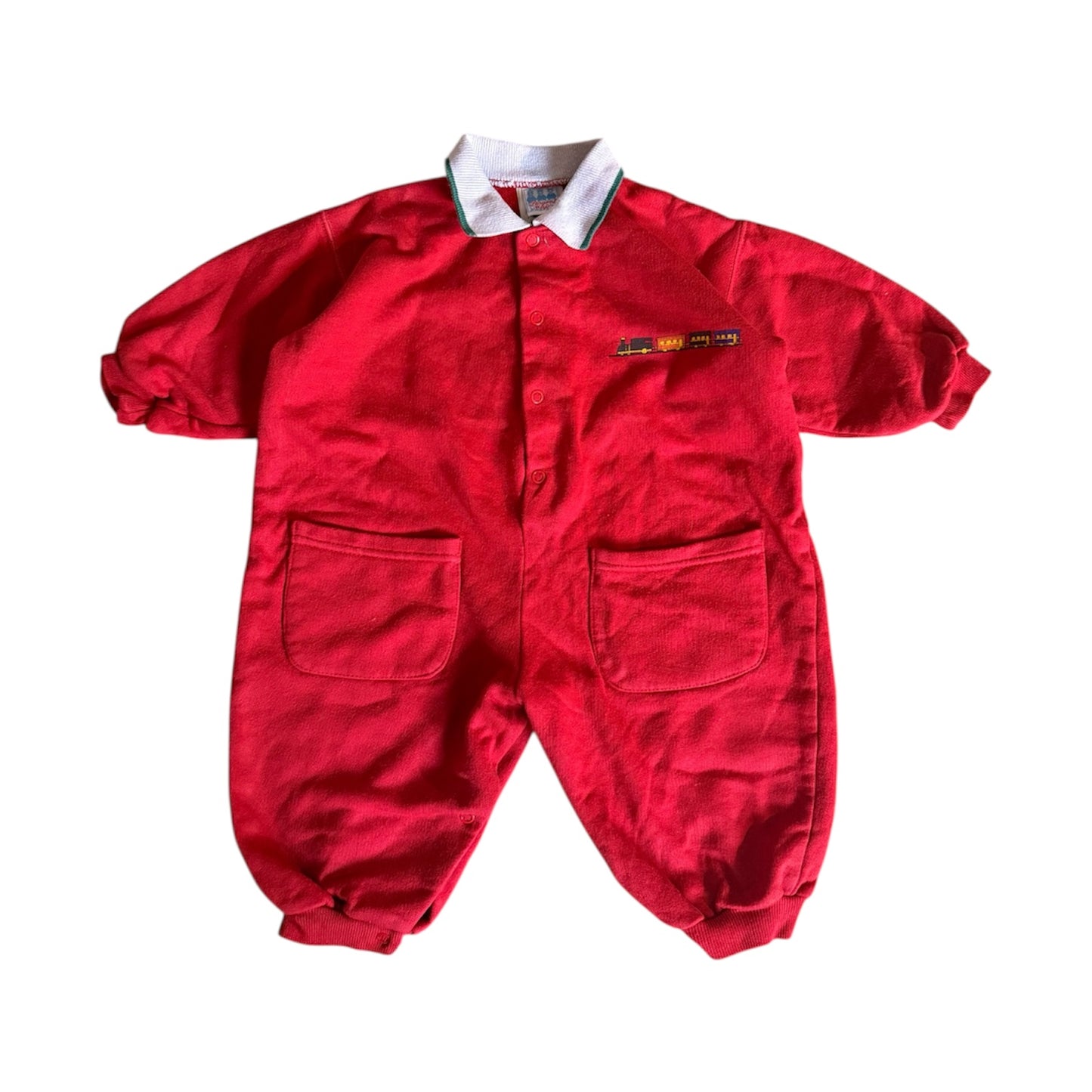 Vintage train red romper. Size 9-12 months