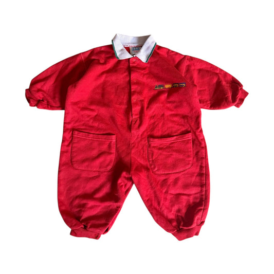 Vintage train red romper. Size 9-12 months