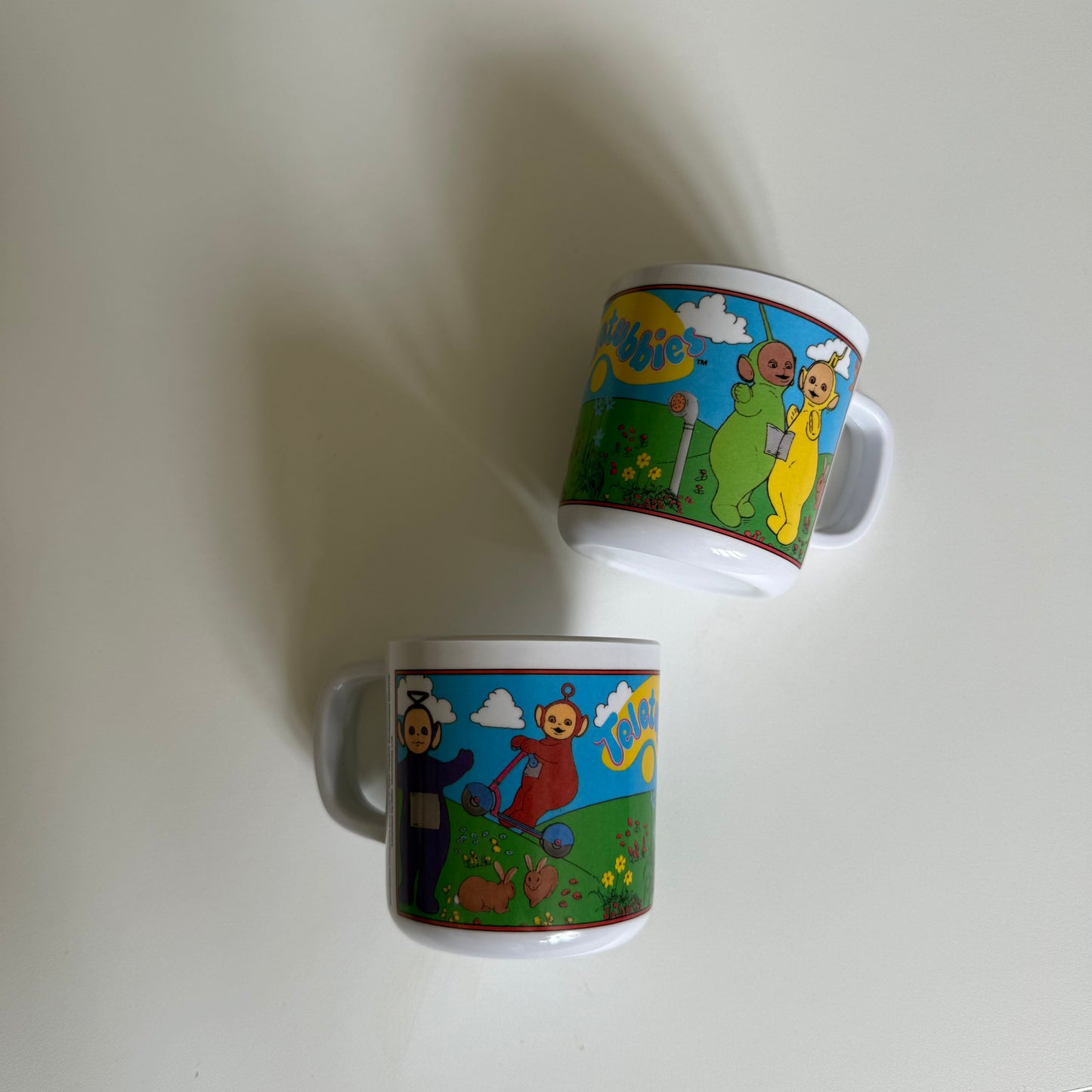 Vintage ragdoll 1996 Teletubbies melamine mugs