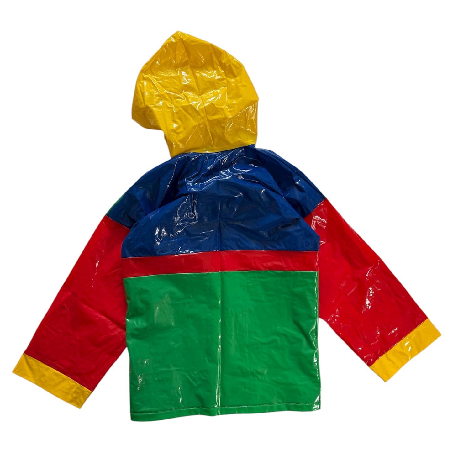 Vintage colourblock waterproof pvc jacket. Size 2 years