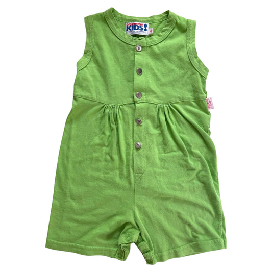 Vintage blooming kids green cotton romper. Approx 9-12 months