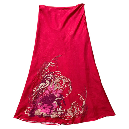 Vintage monsoon longlined skirt in dark pink. Floral print.

Size 12