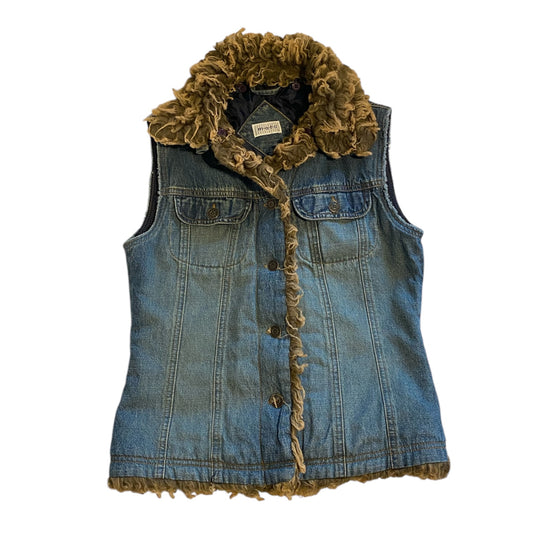 Vintage Y2K moto topshop denim gilet jacket. Size 8-10
