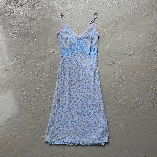 Vintage y2k summery Kookai mid length mesh floral dress. Size S/8.