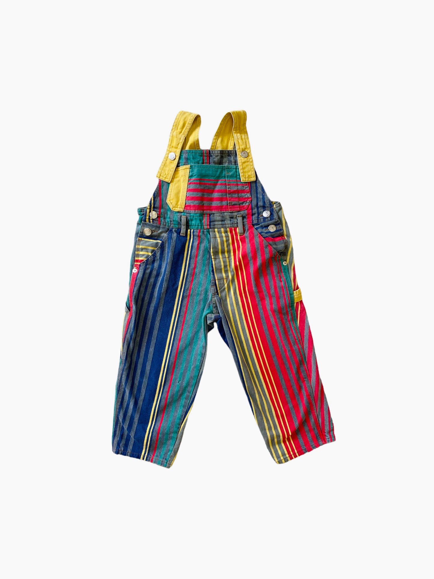 Vintage 80s multicolour striped overall dungarees 4 years