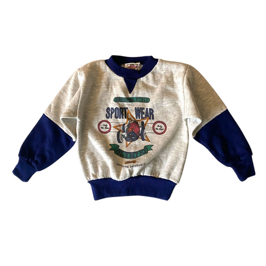 Vintage sports sweatshirt in grey & navy age 2 years