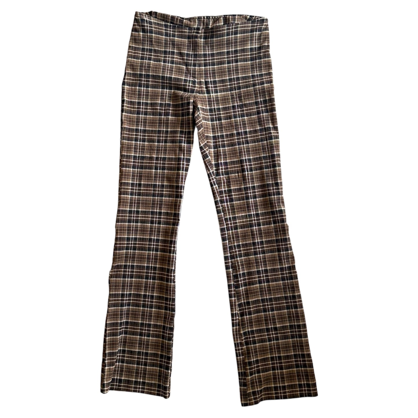 Vintage ‘Charlotte rune’ straight leg brown check / tartan print trousers. Size 8 imo.