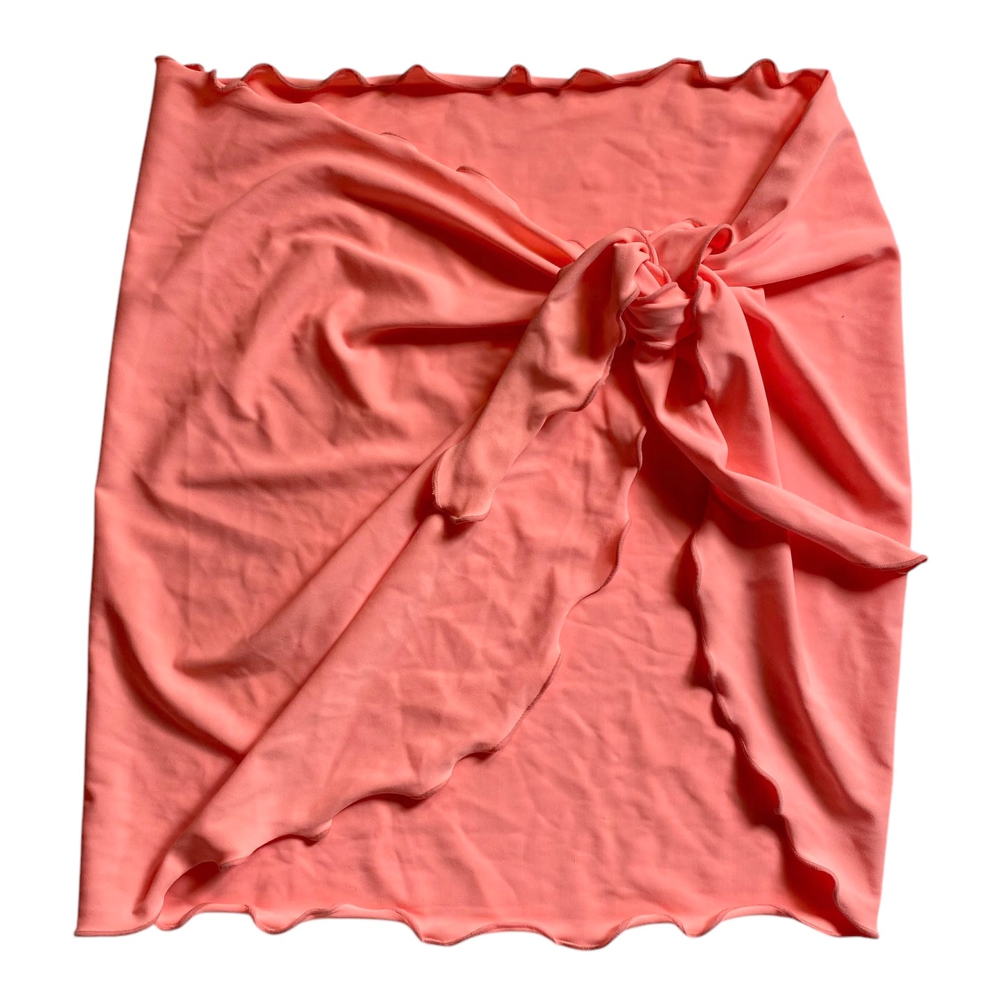 Vintage 1990s peach nylon wrap skirt sarong. Size Small