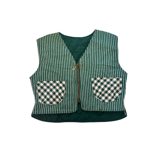 Vintage striped & check print waistcoat. Size 14-16 years