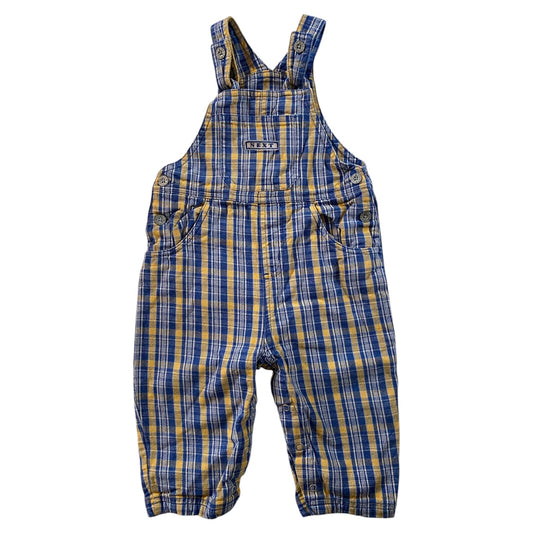 Vintage next check yellow & blue dungarees. Size 12-18 months