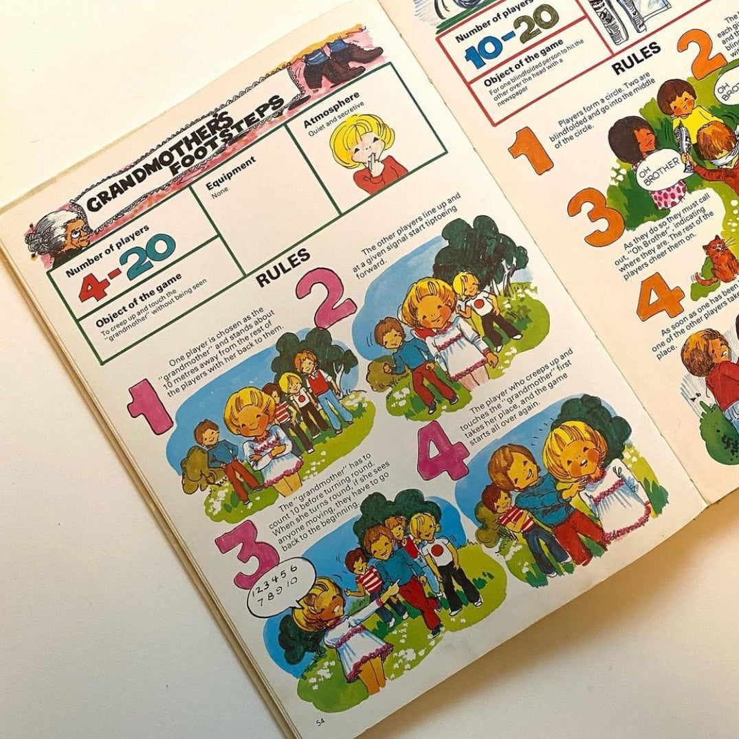 Vintage a4 1975 hardback outdoor games book.