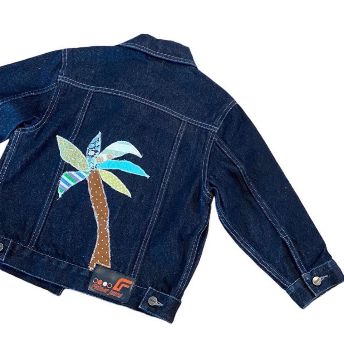 Vintage falmer denim jacket - age 4/5 years with embroidered palm tree design 
£30