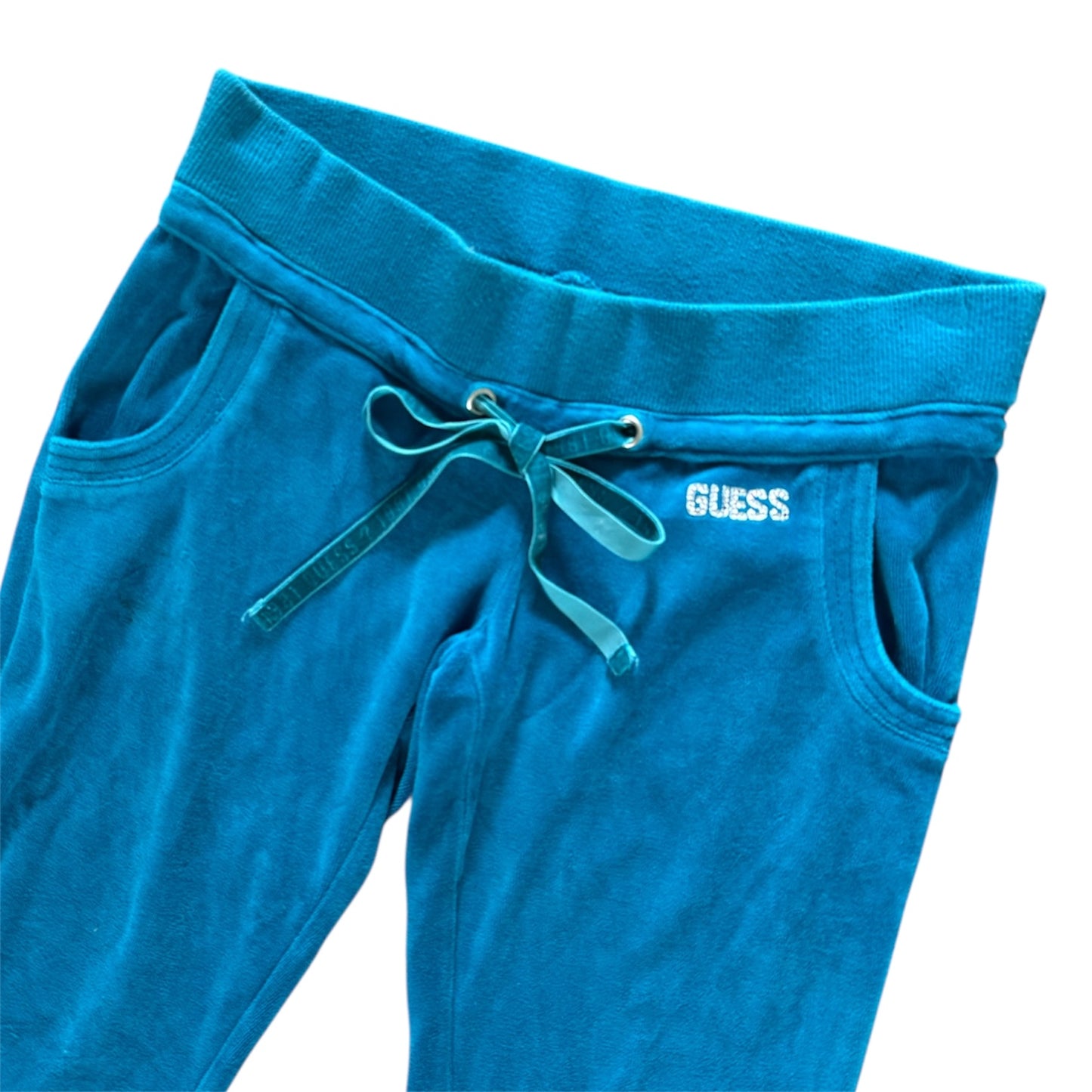 Y2K guess teal blue velour joggers. Size XS