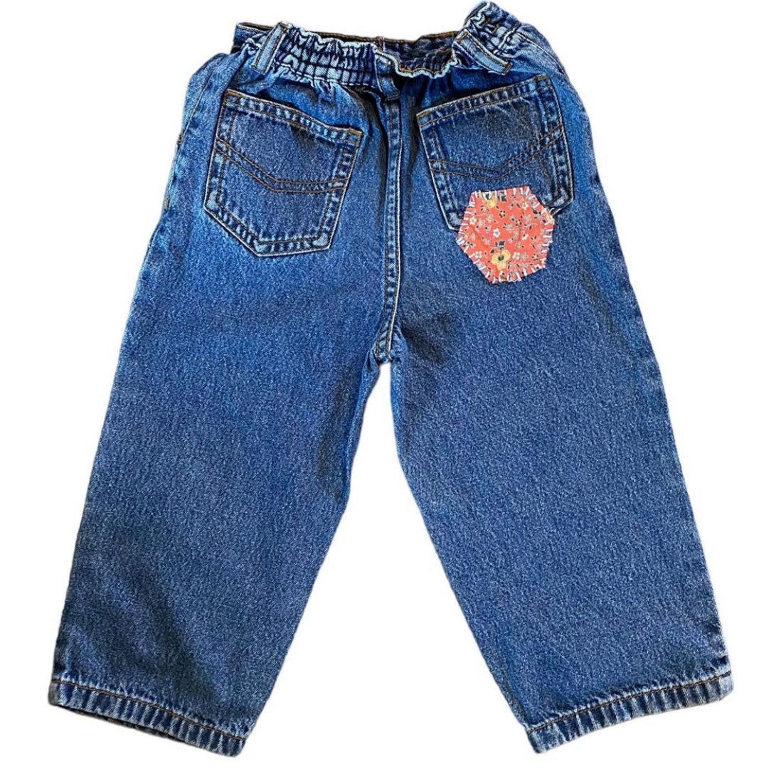 Vintage jeanswith embroidered patches ~  18-24m