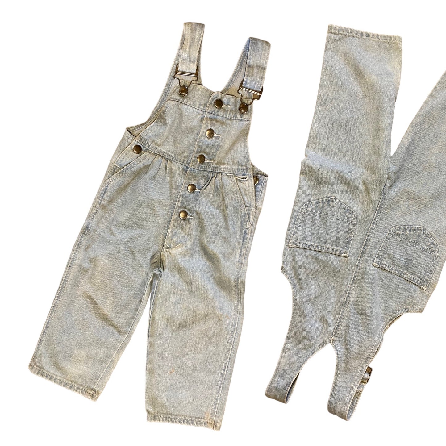 Vintage pale wash denim overall dungarees 12 months