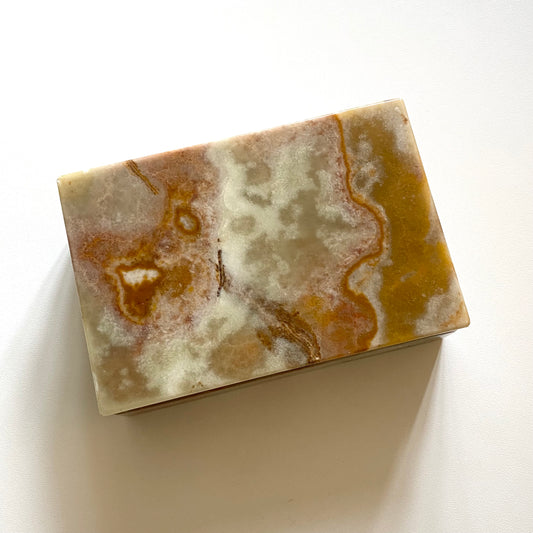 Vintage onyx marble jewellery box / tin