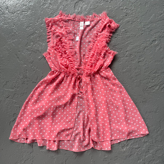 Vintage y2k JLO sheer floaty spotty top. Size M/10-12