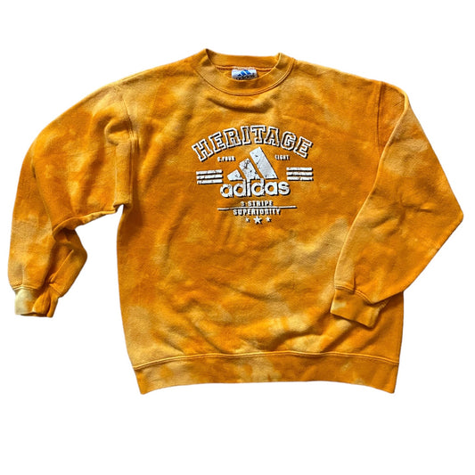 Vintage adidas reworked acid wash jumper in orange & yellow. 8-10 years