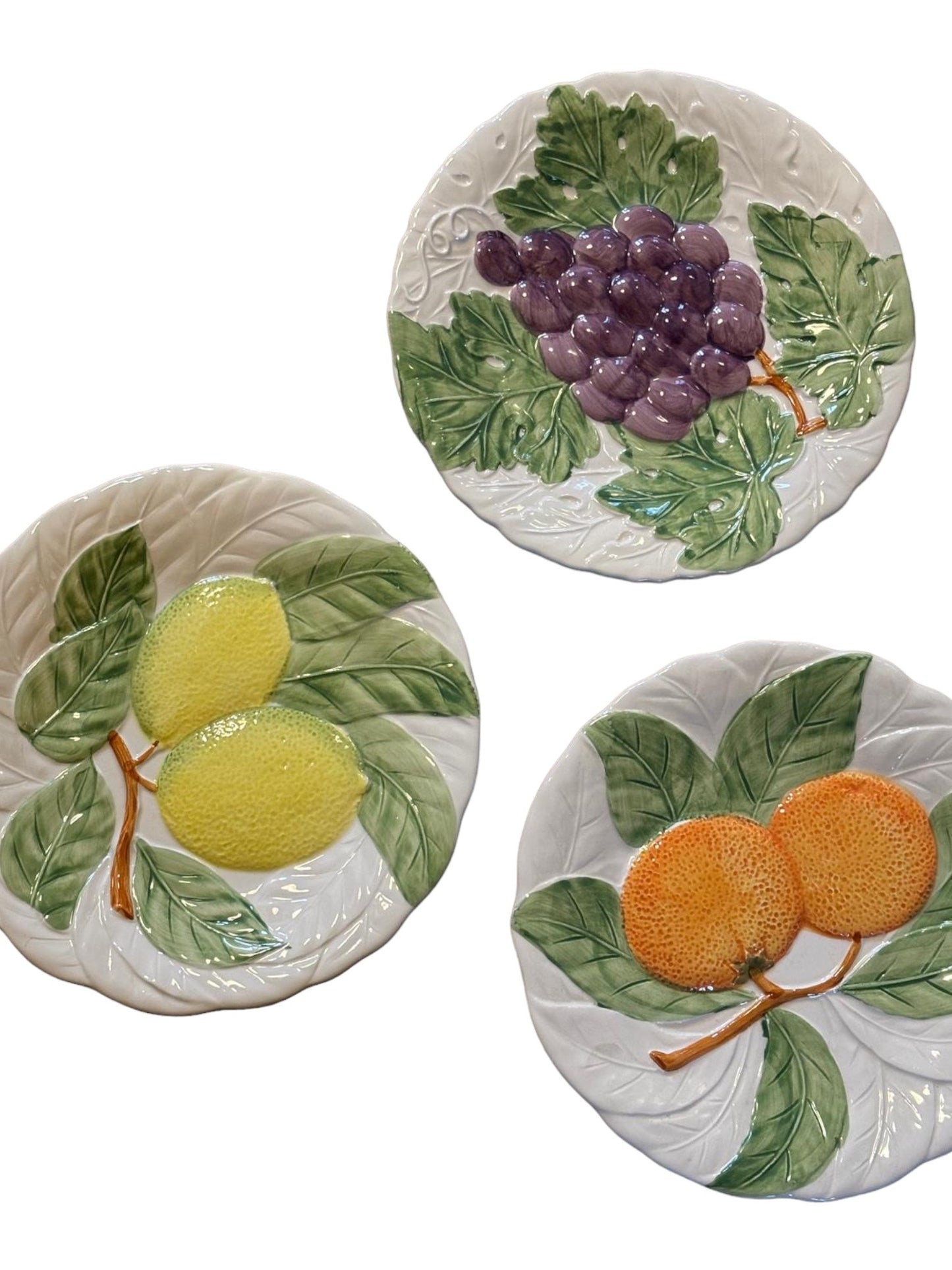 Vintage set of three ceramic fruit plates