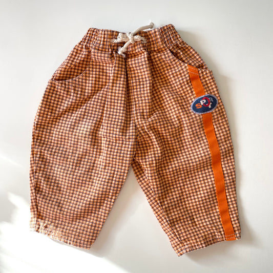 Vintage orange check ‘sport’ trousers. Size 6 months